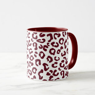 Cheetah Animal Print in Maroon and White Mug