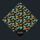 Cheetah Animal Print Teal Script Name Pet Bandanna<br><div class="desc">Cute Pet Name Bandanna with Animal Print</div>