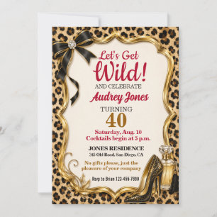 Cheetah Animal Print Wild Birthday Invitation