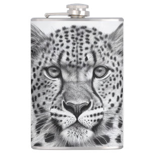 Cheetah Animal Wild Nature Illustration Line Epic  Hip Flask