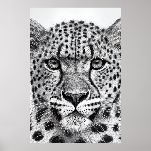 Cheetah Animal Wild Nature Illustration Line Epic  Poster (Front)