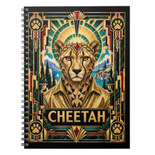 Cheetah, Art Deco Wildlife Notebook