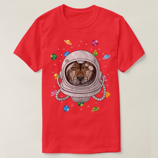 Cheetah Astronaut Animal Deep In Space Cosmic Univ T-Shirt (Design Front)