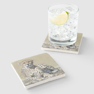 Cheetah at the Masai Mara in Kenya photo Stone Coaster