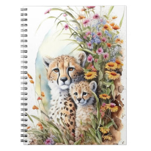  Cheetah Baby and Mom School Office Notebook Gift