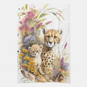 Cheetah Baby and Mom Tea Towel