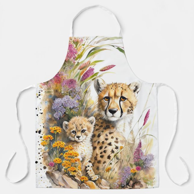 Cheetah Baby and Mum Apron (Front)