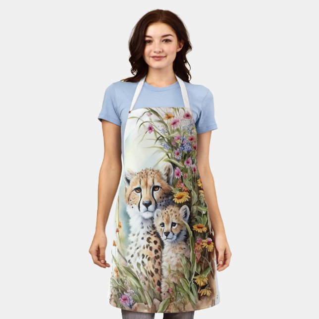 Cheetah Baby and Mum Apron (Worn)