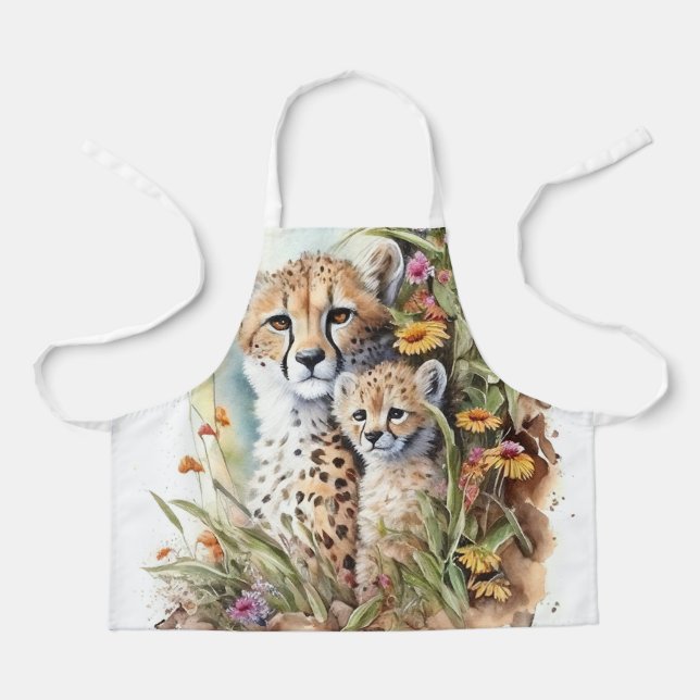 Cheetah Baby and Mum Apron (Front)