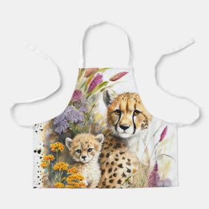 Cheetah Baby and Mum Kids Apron