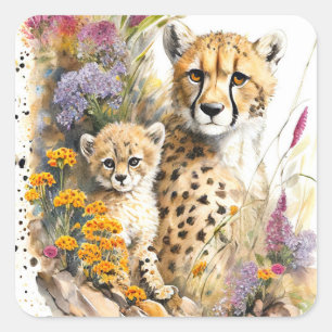 Cheetah Baby and Mum Sticker