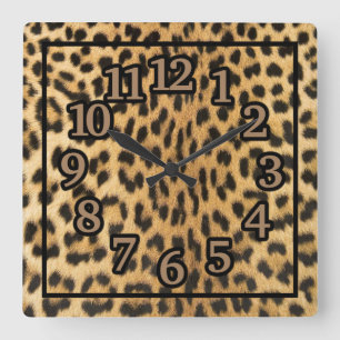 Cheetah Big Cat Animal Print Square Wall Clock