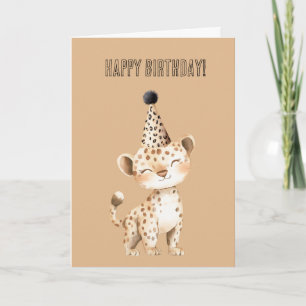 Cheetah Birthday Hat Card