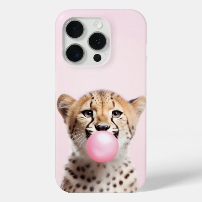 Cheetah Blowing Pink Bubble Gum Phone Case  (Back)