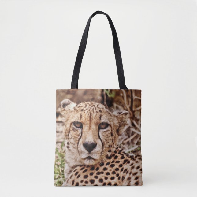 Cheetah Cat Medium Big Tote Bag (Front)