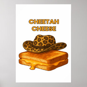 Cheetah Cheese Funny Grilled Cheese Cowboy Hat Poster