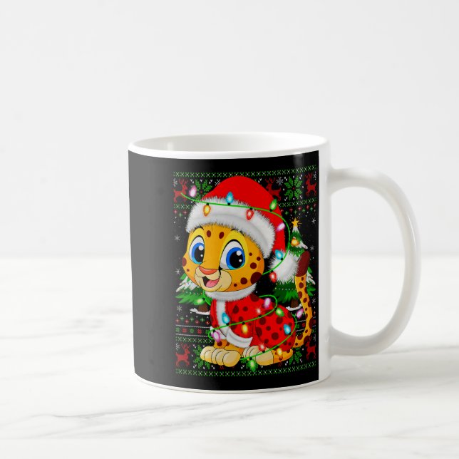 Cheetah Christmas Lights Santa Costume Ugly Xmas S Coffee Mug (Right)