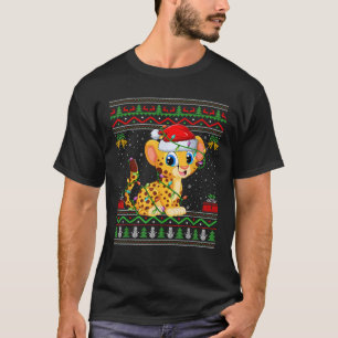 Cheetah Christmas Lights Santa Ugly Sweater Xmas 