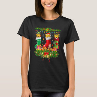 Cheetah Christmas Socks X Mas Lights Pajama Matchi T-Shirt