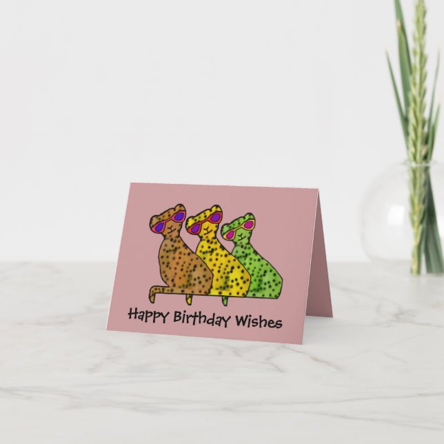 Cheetah Cool Cats Birthday Card (Front)