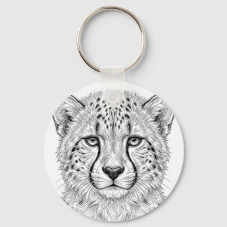 Cheetah Cub Black White Keychain Print