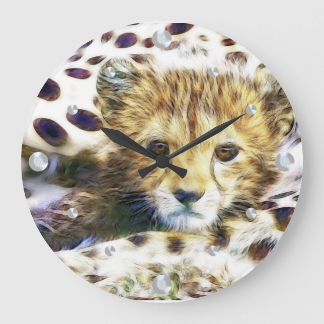 Cheetah Cub Fractal  Wall Clock (Front)