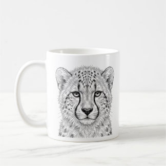 Cheetah Cub Mug Black White Art