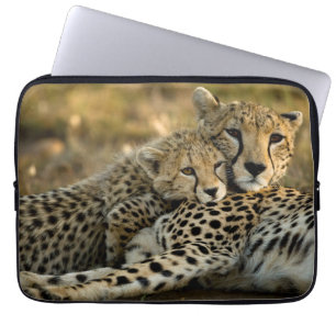 Cheetah Cub Snuggling with its Mum Laptop Sleeve