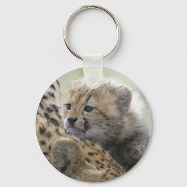Cheetah Cub with Mum Key Ring (Front)