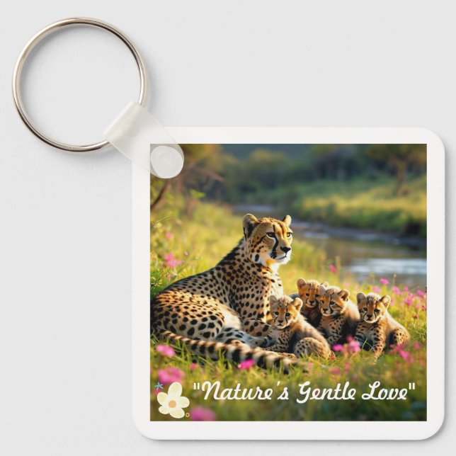 "Cheetah Cubs at Play" Key Ring (Front)