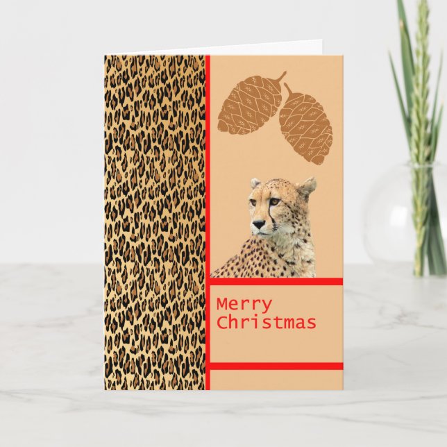 Cheetah Designer Christmas Card (Front)