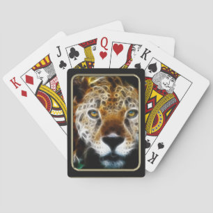 Cheetah Face Fractal Art Playing Cards