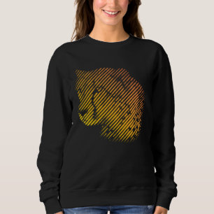Cheetah Face in Red and Orange Stripes for Cheetah Sweatshirt