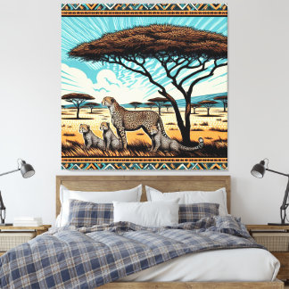 cheetah family in the serengeti canvas print