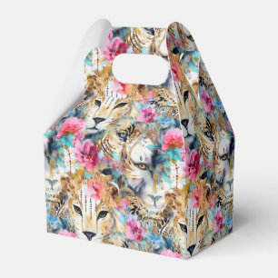 Cheetah Floral Boho Watercolor Pattern Favour Box