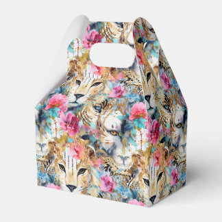 Cheetah Floral Boho Watercolor Pattern Favour Box