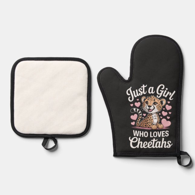 Cheetah Funny Quote  Oven Mitt & Pot Holder Set (Front)