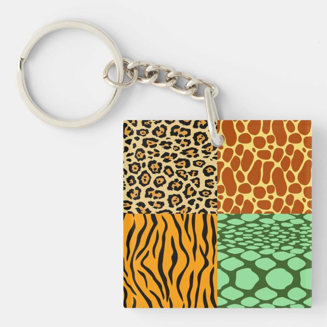 Cheetah, Giraffe, Tiger, and Snake Key Ring (Front)