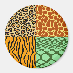 Cheetah, Giraffe, Tiger, and Snake Magnet