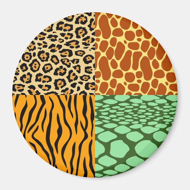 Cheetah, Giraffe, Tiger, and Snake Magnet (Front)