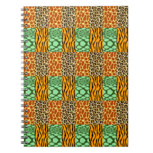 Cheetah, Giraffe, Tiger, and Snake Notebook