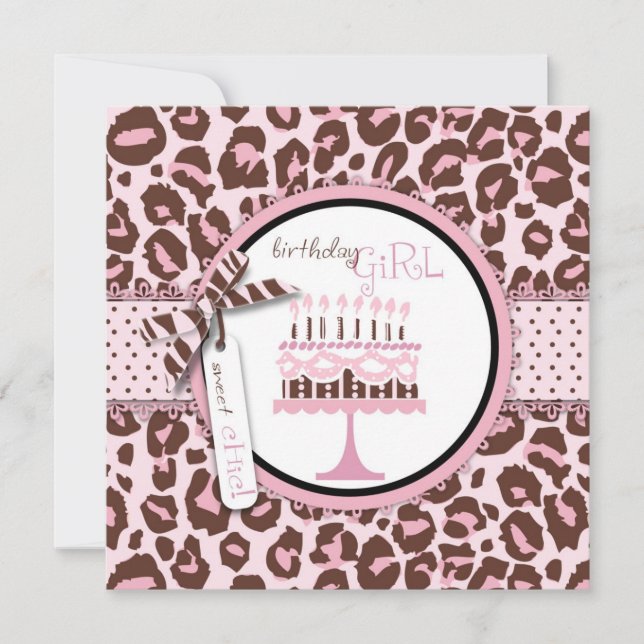 Cheetah Girl Invitation Square 2 (Front)