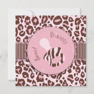 Cheetah Girl Invitation Square Pink D