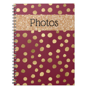 Cheetah Gold Burgundy Metallic Photos Notebook