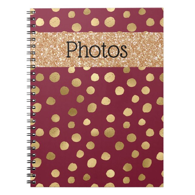 Cheetah Gold Burgundy Metallic Photos Notebook (Front)