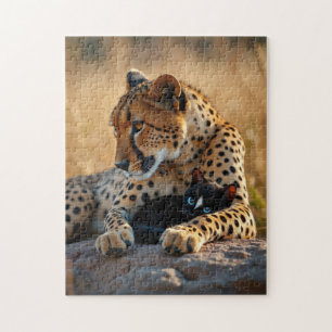 Cheetah Guardian, Kitten Heart Jigsaw Puzzle