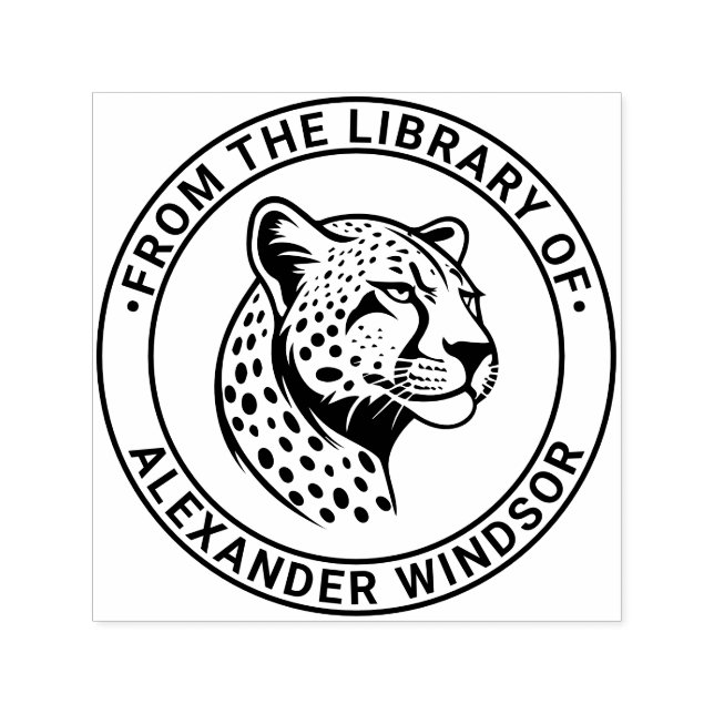 Cheetah Head #1 Library Book Name Self-inking Stamp (Design)