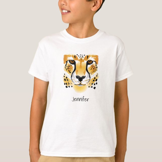 cheetah head close-up illustration kids T-Shirt (Front)