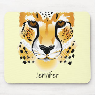 cheetah head close-up illustration mouse pad
