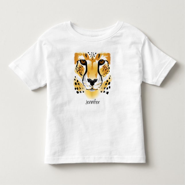 cheetah head close-up illustration name toddler toddler T-Shirt (Front)